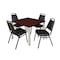 Kee Kee Square Table & Chair Set, Wood, Metal, Vinyl Top, Mahogany TB3636MHBPCM29BK - alternate 1